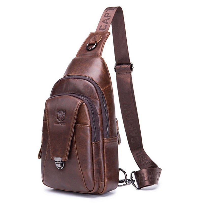 BULL CAPTAIN High Quality Men Genuine Leather Cowhide Vintage Chest Back Pack Travel fashion Cross Body Messenger Shoulder Bag 2025 - $51.99 –P8