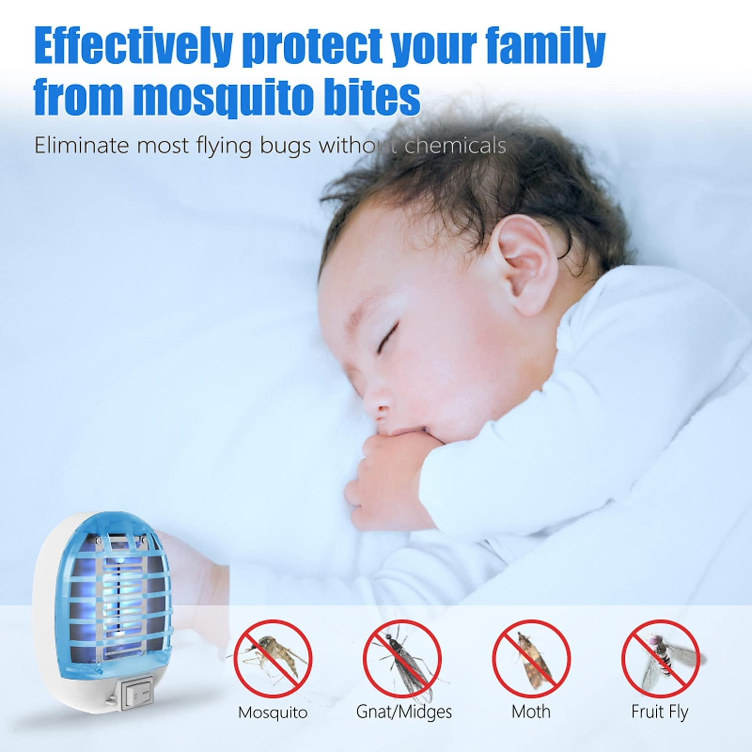bug zapper innendørs, fluefelle for innendørs, elektronisk myggdreper mygg zapper med blått lys for stue, hjem, kjøkken, soverom, babyrom, kontor(2 pakker) 2025 - $8.49 –P2