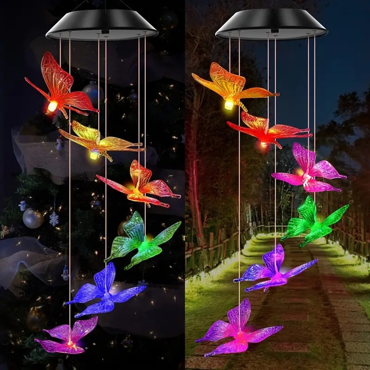 campanelli eolici solari a led luci esterne luci a farfalla cangianti luci esterne solari impermeabili 6 led campanelli eolici luci ad energia solare per la decorazione di finestre di casa, giardino, patio del 2025 a $21.99 –P4