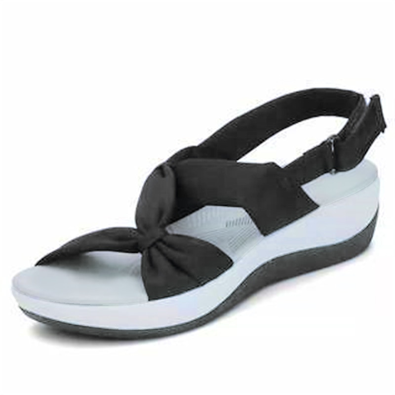 sandales à bride arrière nouées grises pour femmes – sandales de marche à plateforme coussinées légères avec sangle réglable et support de voûte plantaire de 2025 ? $21.99 –P4