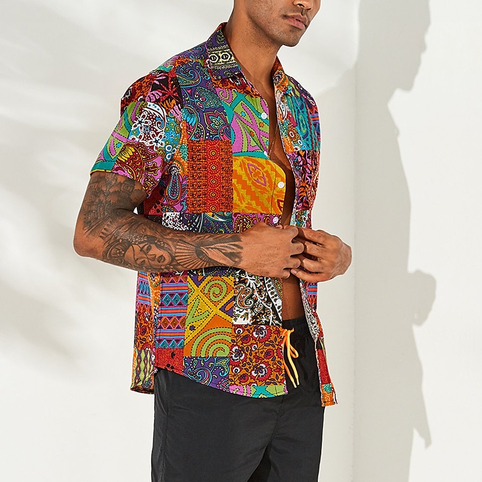 Jaren '60 Hippie Jaren '70 Blouse / overhemd Hippie Schijf Grote maten Voor heren Vrijgezellenfeest Prideparade Trots maand Volwassenen Blouse 2025 - $27.99 –P5