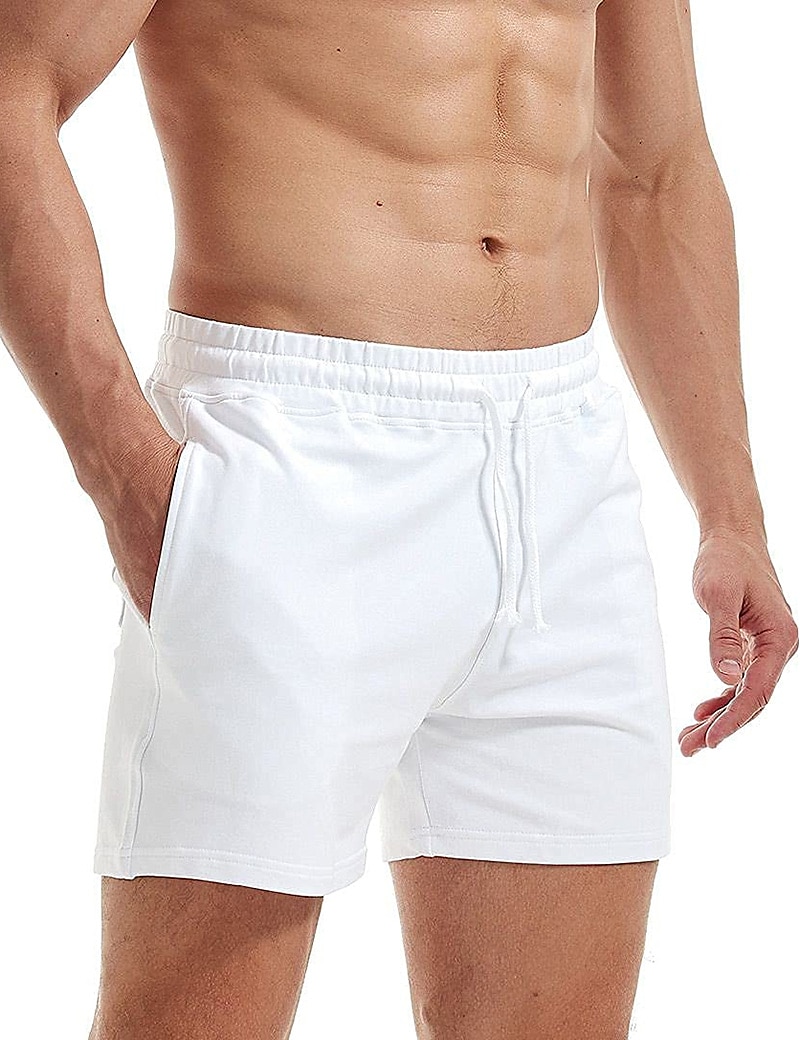 Herr Rosa shorts Atletiska shorts Svett shorts Träningsshorts Ficka Slät Komfort Andningsfunktion Utomhus Dagligen Utekväll Mode Ledigt Svart Vit 2025 - $10.99 –P4