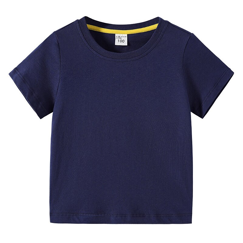 Barn Pojkar T-shirt Tee Ensfärgat Kortärmad Crewneck 100 % bomull Barn Top Skola Neutral Dagligen Grundläggande Sommar Ljusblå 3-13 år 2025 - $15.99 –P13