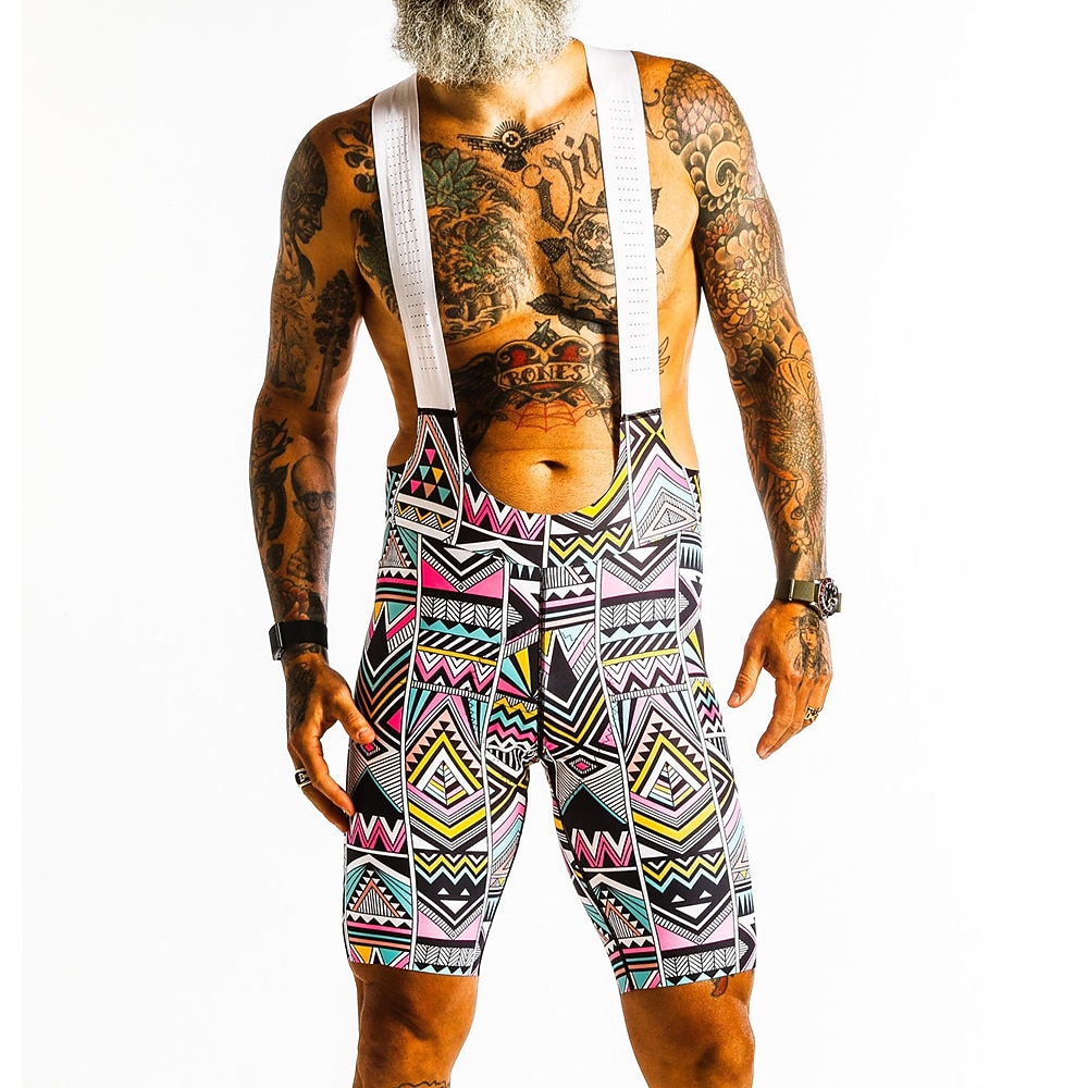 Homens Camisa com Bermuda Bretelle Manga Curta Ciclismo de Montanha Ciclismo de Estrada Verão Amarelo Geométrica Moto Tapete 3D Secagem Rápida Bolso Traseiro Pavio Humido Respirável Elastano Esportes de 2026 por $49.99 –P6