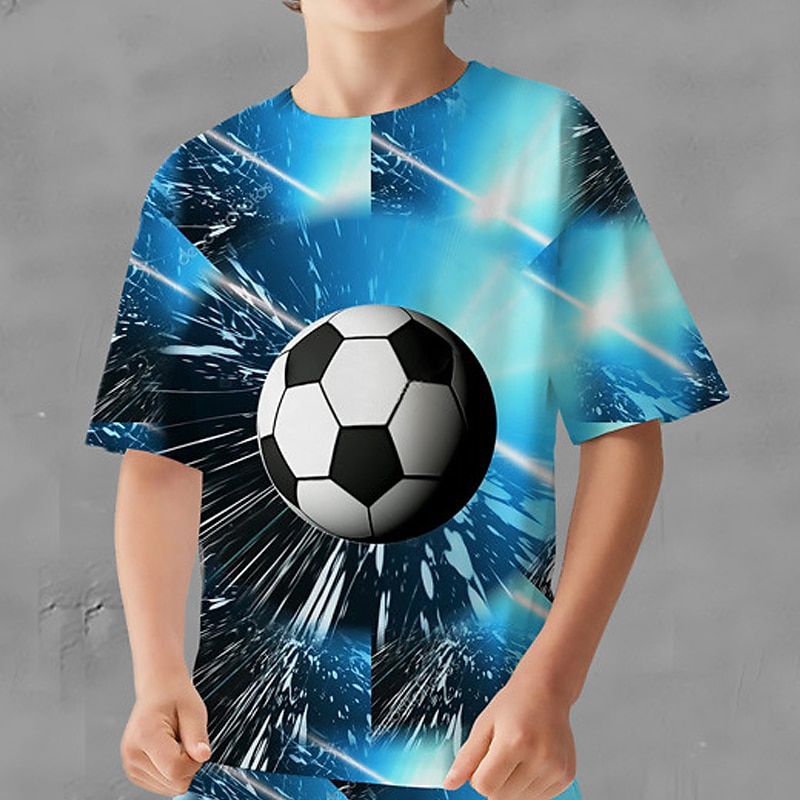 للصبيان 3D الرسم كرة القدم تيشيرت وشورت مجموعة تيشيرتات مجموعة ملابس كم قصير مطبوعات ثلاثية الأبعاد الصيف الربيع نشيط الرياضات موضة أطفال 3-13 سنة الأماكن المفتوحة عطلة شارع عادي 2025 - $17.99 -P2