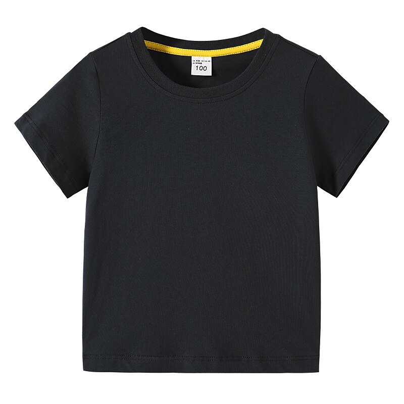 Barn Pojkar T-shirt Tee Ensfärgat Kortärmad Crewneck 100 % bomull Barn Top Skola Neutral Dagligen Grundläggande Sommar Ljusblå 3-13 år 2025 - $15.99 –P17