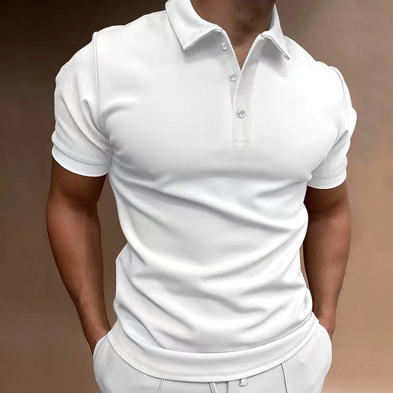 Men's Button Up Polos Polo Shirt Casual Holiday Lapel Short Sleeve Fashion Basic Plain Button Summer Regular Fit Black Navy Blue Blue Green Dark Gray Button Up Polos 2025 - $18.99 –P6