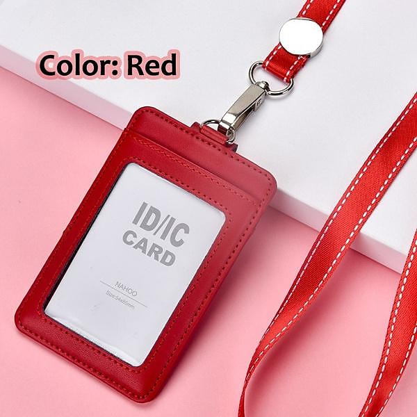 Настоящий кожаный держатель бизнес-карт модные держатели удостоверений с нейлоновой шейной лямкой офисные принадлежности 2026 - $12.99 –P8