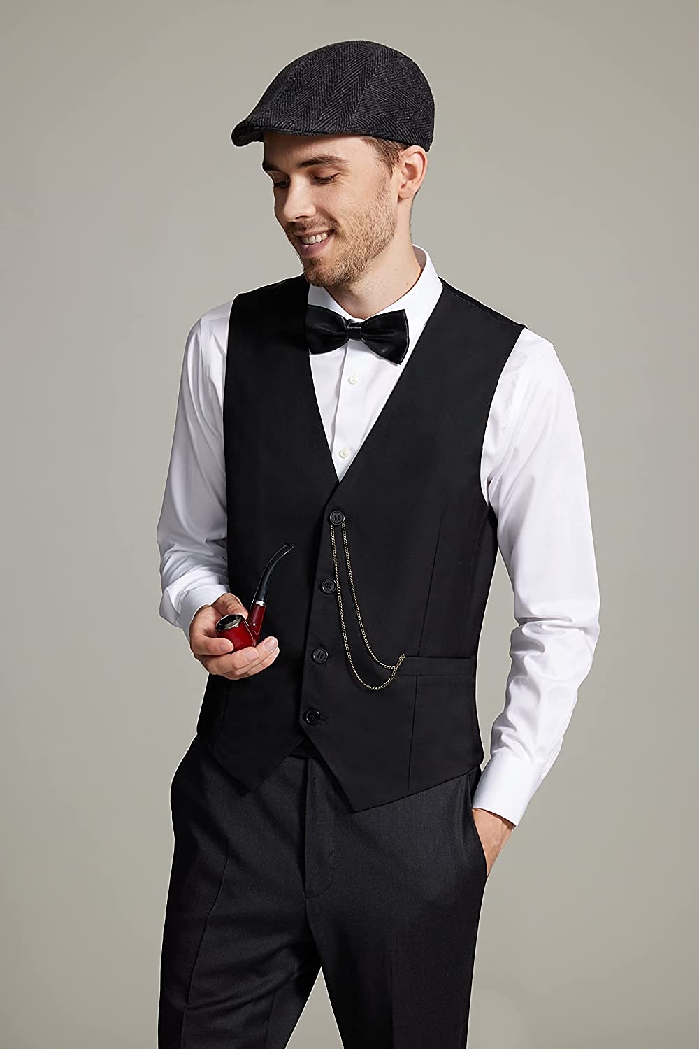 Velký Gatsby Gentleman Gangster Retro Řvoucí 20s 20. léta 20. století Úbory Kamizelka Panamský klobouk Sada příslušenství Pánské Kostým Retro Kostýmová hra Maturitní ples Festival Nákrčník Vánoce 2025 - $44.99 –P13