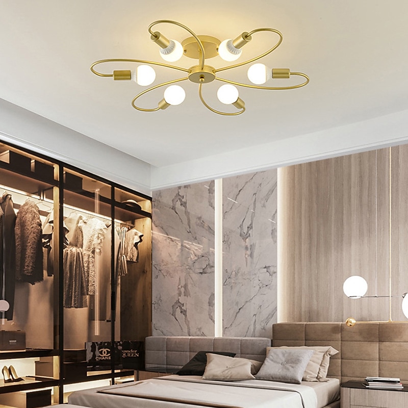 LED-Deckenleuchte, 6/8-flammig, dimmbar mit Fernbedienung, Unterputz-Deckenleuchte, Acryl-Lampenschirm, Kronleuchter, Schlafzimmer, Wohnzimmer, Blumenform, Schwarz/Weiß, 110–240 V 2025 - $129.99 –P2