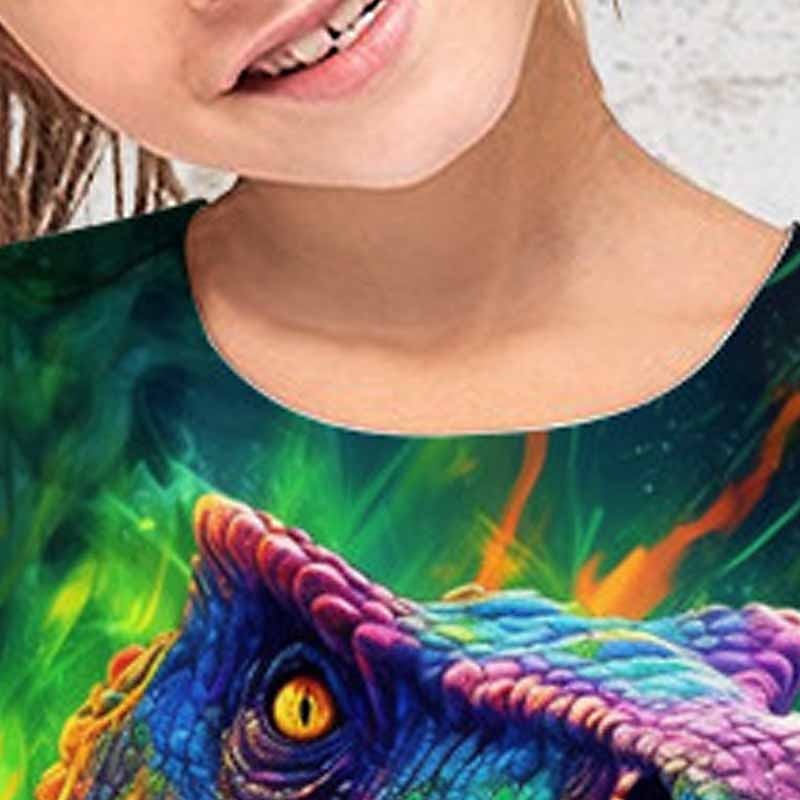 Dívčí 3D Grafika Zvíře Dinosaurus Tričko Košilky Krátký rukáv 3D tisk Léto Jaro Aktivní Módní Šik ven Polyester Děti 3-12 let Venkovní Ležérní Denní Běžný 2025 - $11.49 –P3
