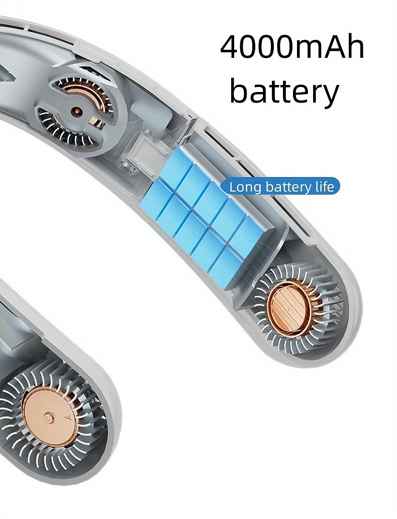 Foldable Neck Fan with 4000mAh Battery – USB Rechargeable Bladeless Cooling Fan with Quiet Operation for Outdoor Use 2025 - $33.99 –P8
