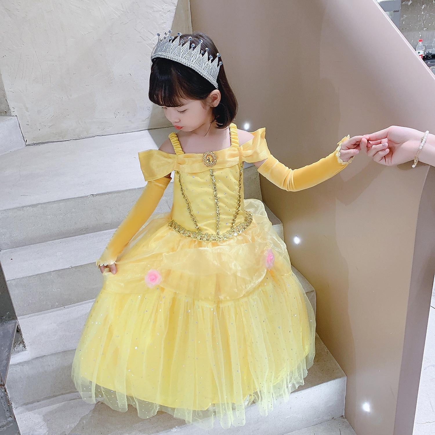 Märchen Prinzessin Belle Kleid Blumenmädchenkleid Prinzessin Cosplay-Kostüm Süß for Mädchen Kinder Halloween Karneval Buchwoche Hochzeit Hochzeitsgast Symphonie der Geschichten 2026 - $41.99 –P11