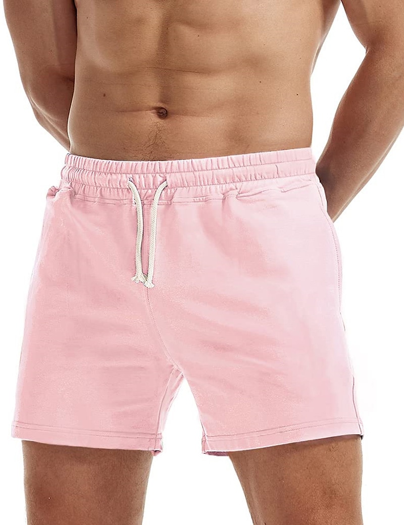 Herr Rosa shorts Atletiska shorts Svett shorts Träningsshorts Ficka Slät Komfort Andningsfunktion Utomhus Dagligen Utekväll Mode Ledigt Svart Vit 2025 - $10.99 –P7