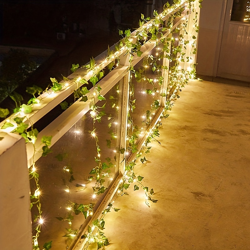 luci a stringa solari a led impermeabili ip65, decorazione esterna a forma di foglia di edera per il giardino di Natale&amp;feste in terrazza del 2025 a $11.99 –P1