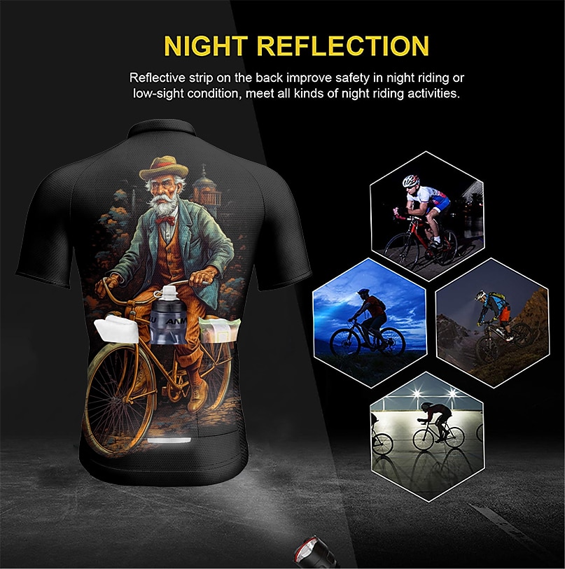 Homme Maillot Velo Cyclisme Manche Courte Cyclisme Maillot Top avec 3 poches arrière VTT Vélo tout terrain Vélo Route Respirable Séchage rapide Evacuation de l'humidité Bandes Réfléchissantes Noir de 2025 ? $28.99 –P4