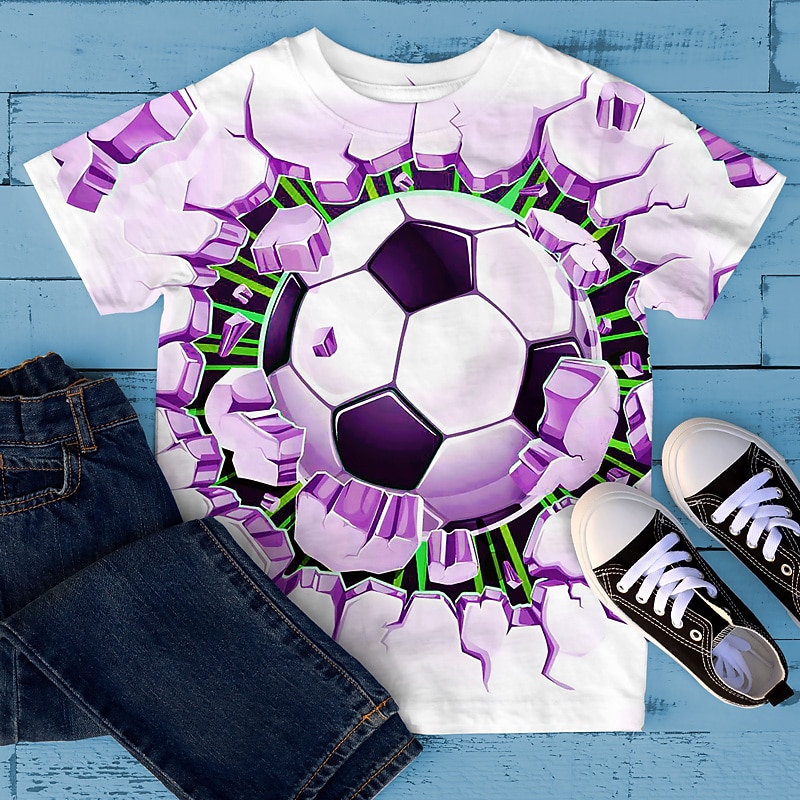 Jungen 3D Graphic Fußball T-Shirt Kurzarm 3D-Druck Sommer Frühling Aktiv Sport Modisch Polyester kinderkleidung 3-12 Jahre Outdoor Casual Täglich Regular Fit 2026 - $7.49 –P5