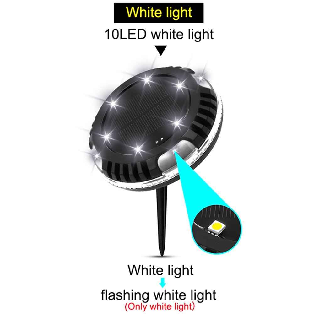 2026年 ソーラーグラウンドライト屋外庭庭パティオディスクライトマルチカラー自動変化10LED防水地中景観照明  コレクション – $20.99 –P3