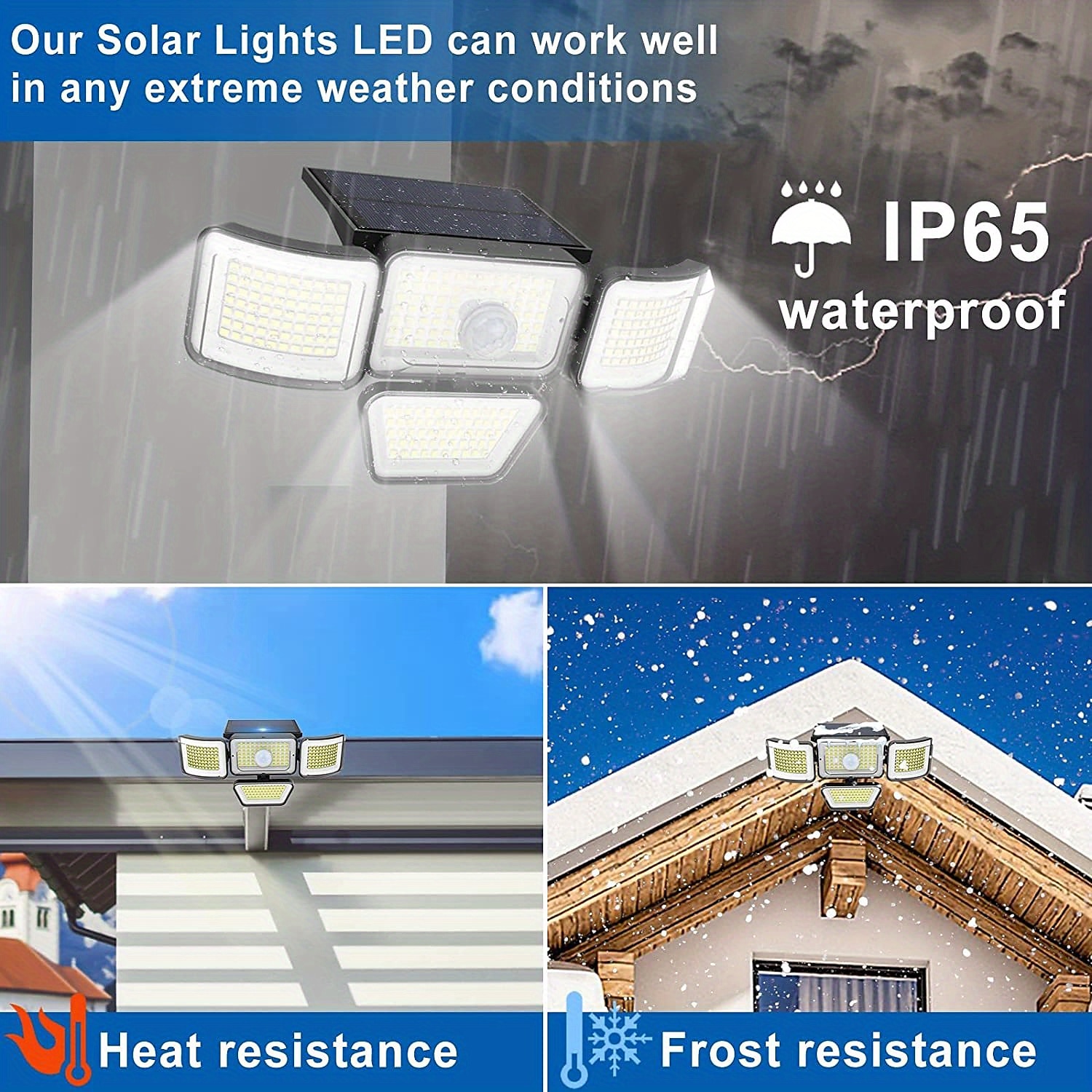 Solar Flood Lights Outdoor Lights 278LEDs 3000LM Motion Sensor Lights Solar Powered Lights 4 Heads Security Flood Lights IP65 Waterproof 300 Wide Angle Wall Lights With 3 Modes for Garden Yard Pathway 2025 - $29.99 –P2