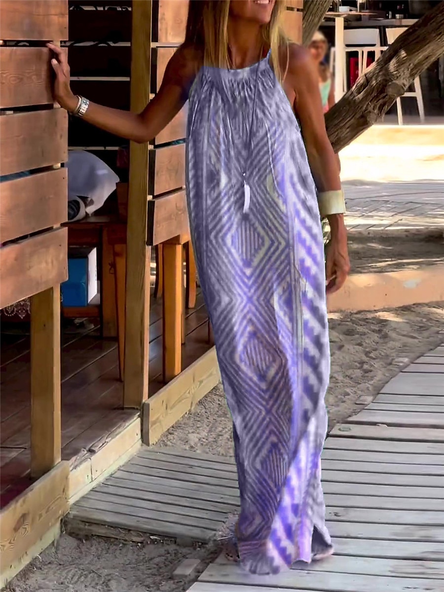 Rochie Maxi pentru Femei Rochie Casual Rochie Slip Imprimat Geometric Curea Casual de Zi cu Zi Întâlnire fără Mâneci Vară Primăvară 2025 - $27.99 –P8
