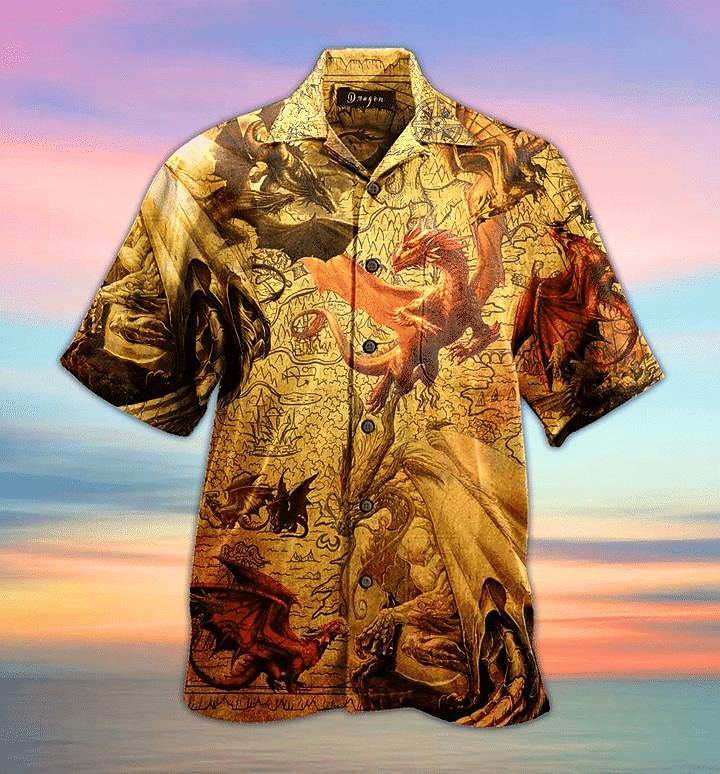 Voor heren Draak Overhemd Overhemd met knopen Korte mouw Tropisch Modieus Hawaii Casual Feestdagen Strand Zomer Lente Strijkijzer Afdrukken Button-omlaag Zwart Wit Bruin Khaki 2025 - $24.99 –P2
