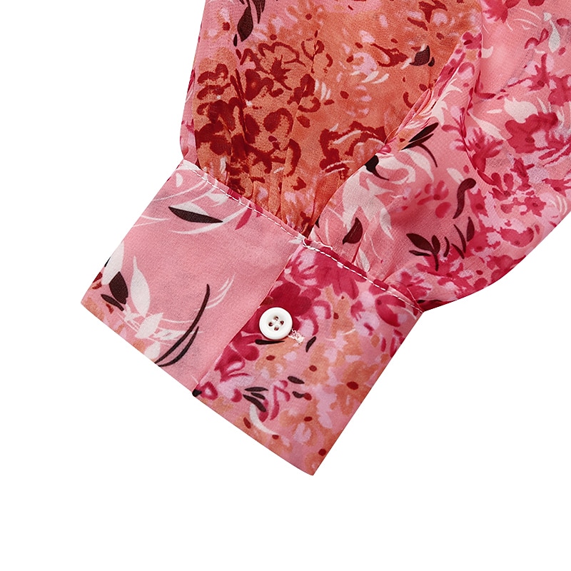 damen swingkleid maxi langes kleid rosa langarm floral print frühling sommer tiefes v elegant boho 2022 s m l xl xxl xxxl 2025 - $33.99 –P7