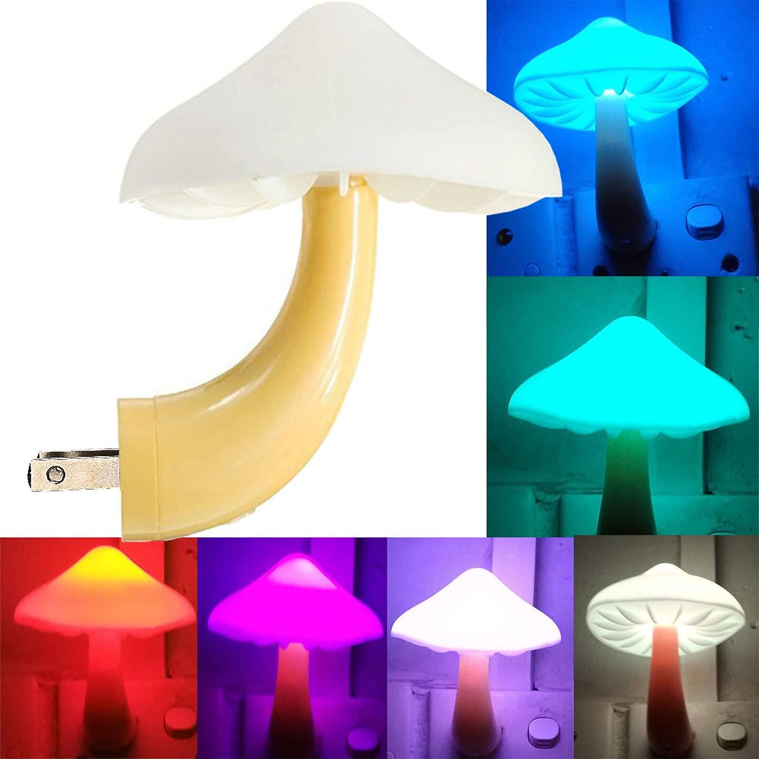 czujnik led lampka nocna podłącz lampę grzybek lampka nocna 7-zmiana koloru magia mini ładna lampka nocna w kształcie grzyba dla dorosłych lampka nocna dla dzieci 2026 - $9.49 –P1