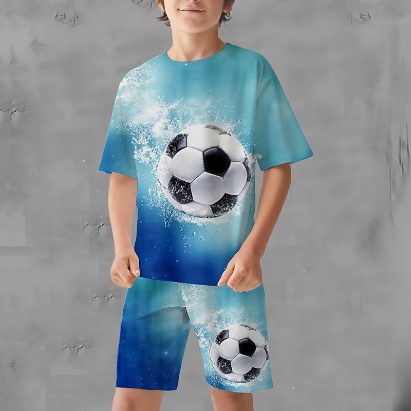 للصبيان 3D الرسم كرة القدم تيشيرت وشورت مجموعة تيشيرتات مجموعة ملابس كم قصير مطبوعات ثلاثية الأبعاد الصيف الربيع نشيط الرياضات موضة أطفال 3-13 سنة الأماكن المفتوحة عطلة شارع عادي 2025 - $17.99 -P12