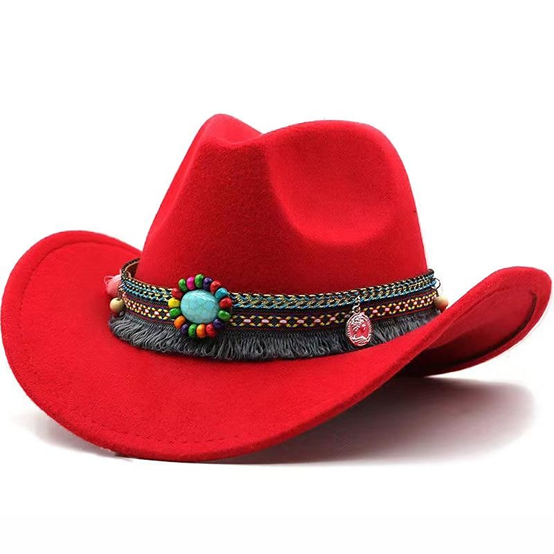 Klassischer Western-Cowboyhut Aus Filz – Breite Krempe Mit Gürtelschnalle Für Damen & Herren (Größe M-L)