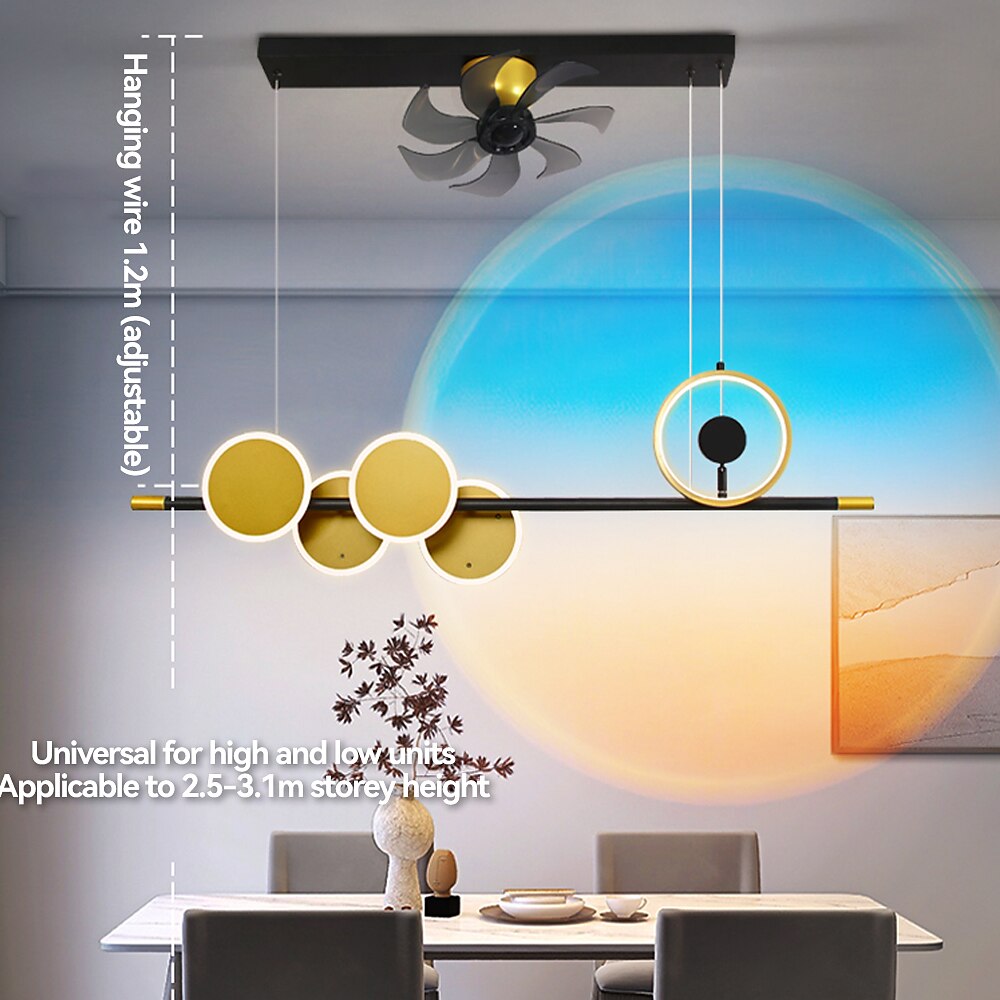 ventilateur de plafond avec application de conception de doublure de lampe de coucher de soleil rotative à 360 °&amp; télécommande 100cm 5 lumières dimmable 6 vitesses de vent ventilateur de plafond de 2025 ? $413.29 –P12