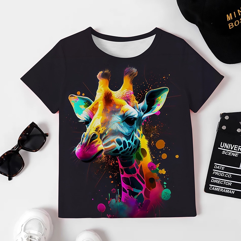 Para Meninas 3D Gráfico Desenho Animado Girafa Camisa Camiseta Manga Curta Impressão 3D Verão Primavera Ativo Moda Estilo bonito Infantil 3-12 anos Ao ar livre Casual Diário Normal de 2026 por $11.99 –P9