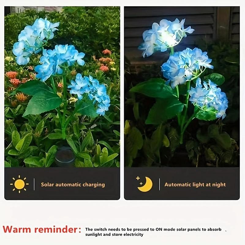 Hydrangea Solar Pathway Garden Stake Lights - Waterproof Solar Simulation Flower Floor Light for Villa, Courtyard, Lawn & Garden Decoration 2025 - $21.99 –P2