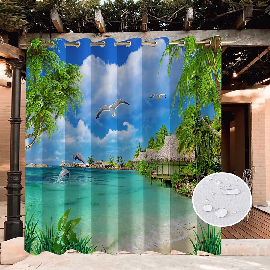 vanntette utendørs gardiner for innendørs bryllup terrasse tykke privat grommet gardiner for bryllup soverom, stue, veranda, pergola, cabana, 1 panel 2025 - $30.99 –P1