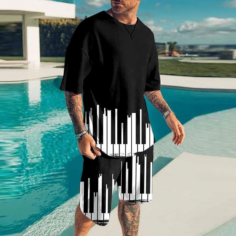 Per uomo Grafico Note Musicali 2 pezzi Set di magliette Set abbinati Manica Corta Pantaloni corti Girocollo Designer Casual Confortevole All'aperto Vacanza Quotidiano Stampa 3D Primavera & Estate del 2025 a $30.99 –P3