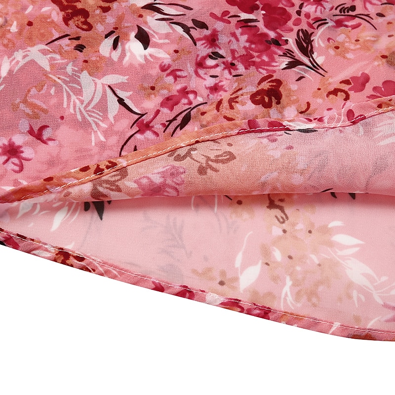 damen swingkleid maxi langes kleid rosa langarm floral print frühling sommer tiefes v elegant boho 2022 s m l xl xxl xxxl 2025 - $33.99 –P10
