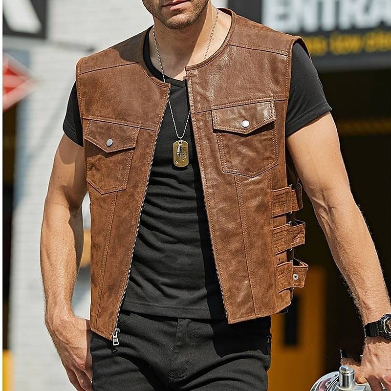 Fashionable sleeveless leather jacket For Comfort And Style 