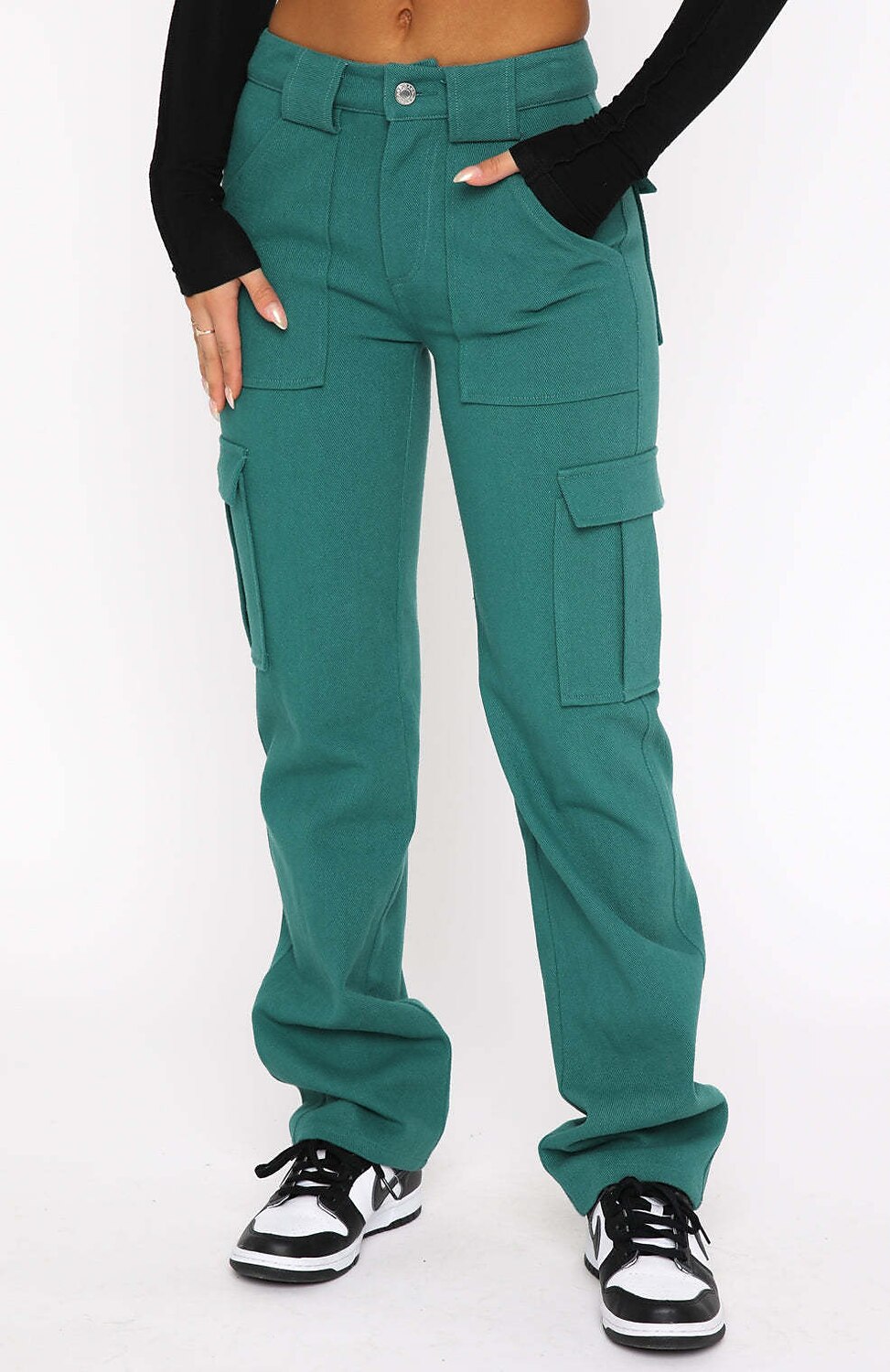 Women's Cargo Pants Wide Leg Pants Trousers Full Length Cotton Baggy Micro-elastic Mid Waist Fashion Casual Street Casual Daily Black Green S M 2023 - US $29.99 –P3