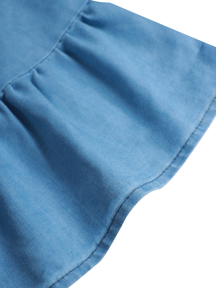 Dam Denimklänningar Vardagsklänning Denimskjorta klänning Midiklänning Denim Ledigt Utomhus Dagligen Semester Tröjkrage Knapp Halvlång ärm Sommar Vår 2023 Lös passning Ljusblå Ren färg S M L XL XXL 2025 - $41.99 –P9
