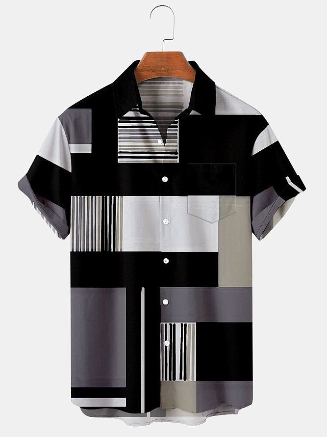 Bărbați Tartan / Carouri Model Geometric Epocă Cămașă Camașă cu nasturi Manșon scurt Modă Designer Casual Vacanță Zilnic Ieșire Primavara vara Răsfrânt Imprimeu Albastru Verde Galben Albastru piscin 2025 - $22.99 –P7