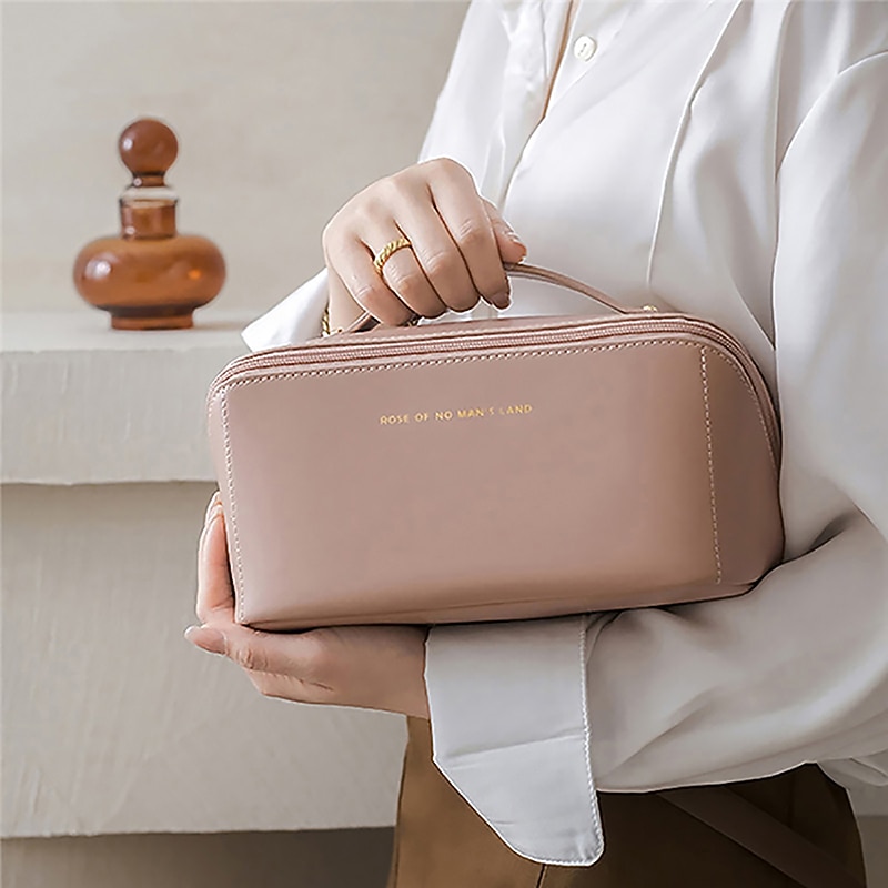 Women's Handbag Makeup Bag Cosmetic Bag PU Leather Travel Large Capacity Durable Solid Color White Pink Blue 2026 - $18.99 –P9