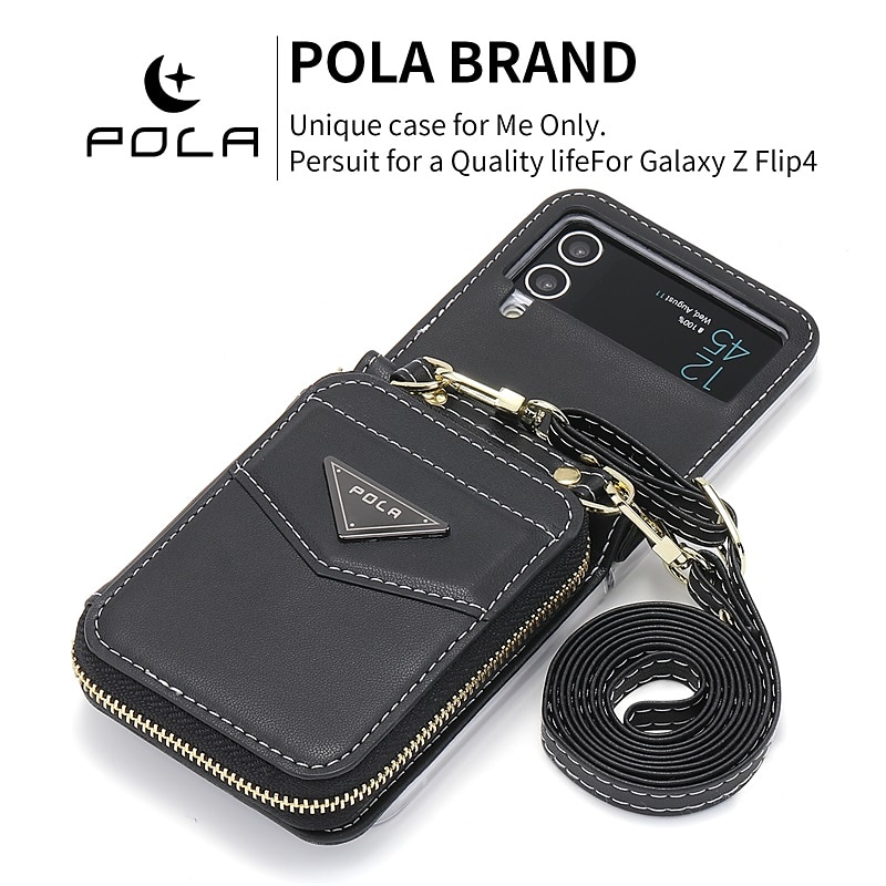 Phone Case For Samsung Galaxy Z Flip 6 Z Flip 5 Z Flip 4 Z Flip 3 Wallet Case Portable Zipper Card Slot Solid Colored PC PU Leather 2025 - $25.99 –P3