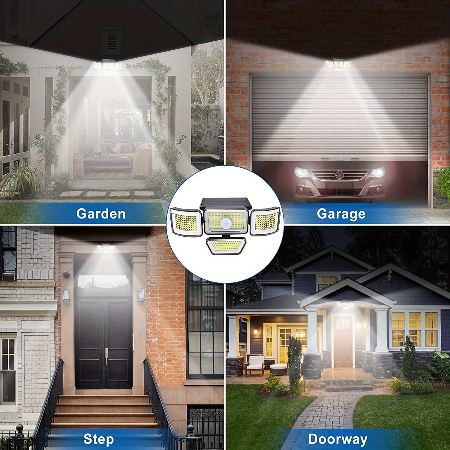 Solar Flood Lights Outdoor Lights 278LEDs 3000LM Motion Sensor Lights Solar Powered Lights 4 Heads Security Flood Lights IP65 Waterproof 300 Wide Angle Wall Lights With 3 Modes for Garden Yard Pathway 2025 - $29.99 –P5