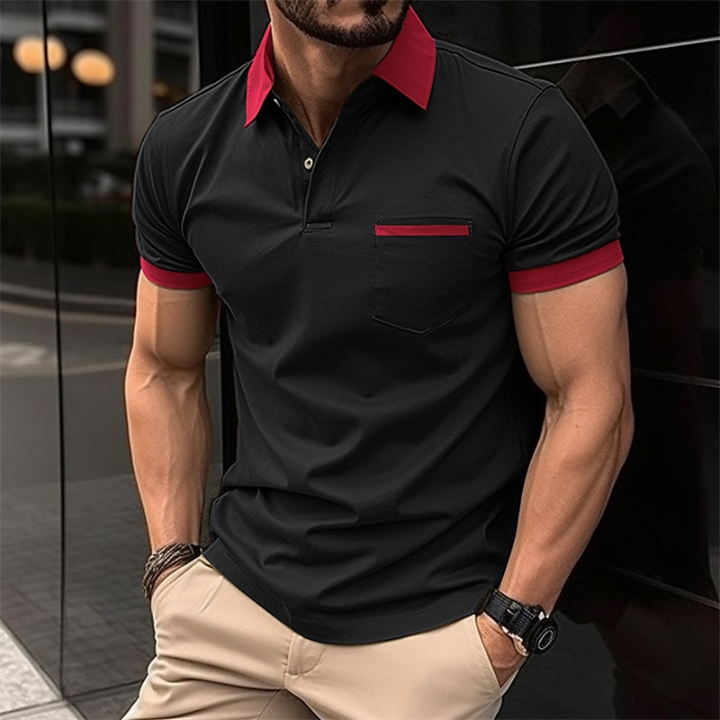 Miesten Button Up Polos Golfpaita Kausaliteetti Pyhäpäivä Kauluskäänne Lyhythihainen Muoti Perus Tavallinen Perinteinen Kesä Normaali Tulenpunainen Vaalea taivaansininen Valkoinen Tumma 2025 - $15.49 –P9