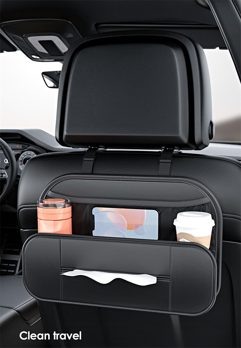 1pc Car Seat Back Leather Storage Box Multifunctional Hanging Storage Bag Tissue Box Cup Holder Car Seat Back Organizer Car Decoration Supplies 2025 - $27.99 –P1