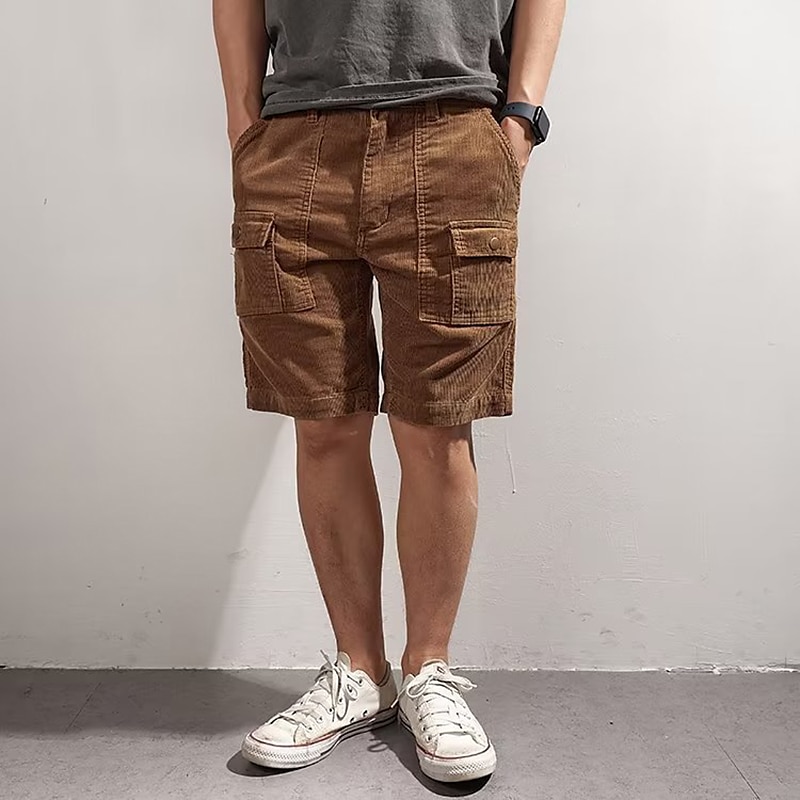 Herren Cargo Shorts Kurze Hosen Cordshorts Glatt Komfort Atmungsaktiv Outdoor Täglich Ausgehen Modisch Brautkleider schlicht Grün Khaki 2025 - $22.99 –P1