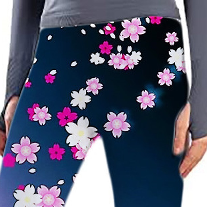 Kids Girls' Leggings flowers Rainbow Sport Toddlers pants Graphic Fashion  Outdoor 3-12 Years Summer Navy Blue Purple/Active/Tights/Cute 2024 - $8.99