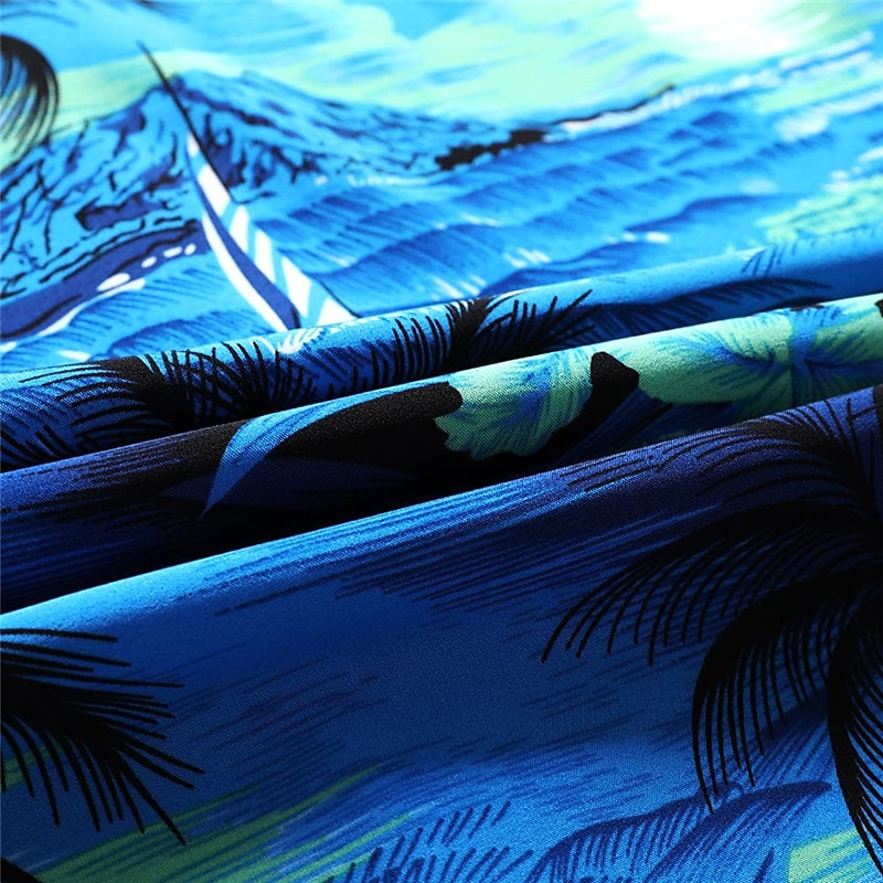 Férfi Virágos Kókuszfa Busz Ing Hawaii ing Aloha ing Rövid ujjú Ing Térfogatcsökkenés Divat Utcai sikk Dizájn Szabadtéri Utca Hétköznapi Fekete Sárga Sötétkék S M L 2025 - $24.99 –P1