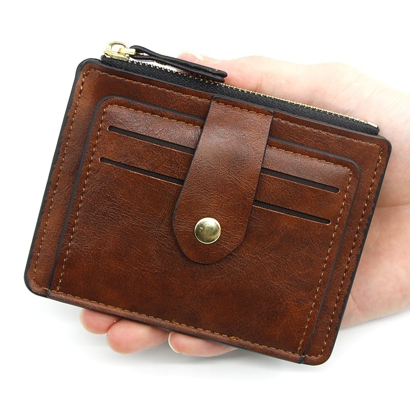 Porta-Cartão Slim Frontal RFID Bloqueador Carteira Minimalista para Mulheres e Homens Carteira de Couro PU 6 Cores de 2025 por $8.99 –P3