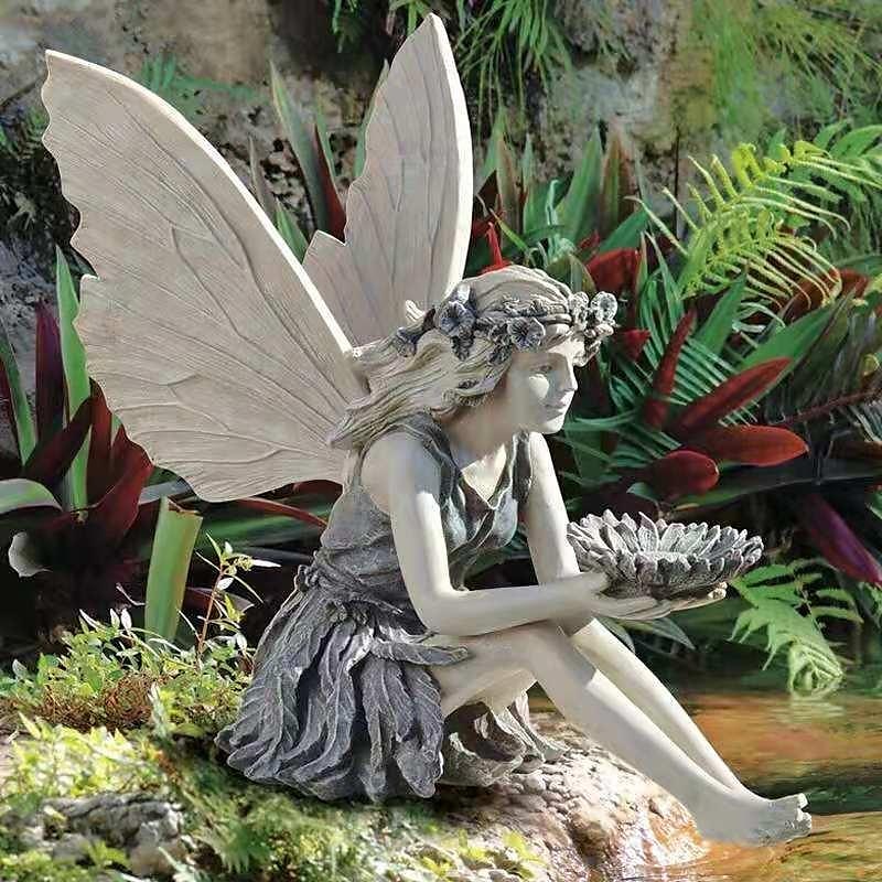 Fairy Statue,Fairy Angel Crafts, Resin Garden Sculpture Butterfly Wings Flower Elf Outdoor Decoration, For Home Decor Patio Lawn 2025 - $15.49 –P6