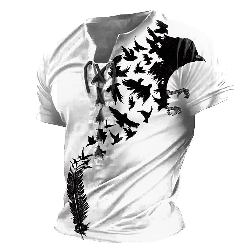 Herre T skjorte Grafisk Dyr Ørn Høy krage Klær 3D-utskrift Daglig Sport Ut på byen Kortermet Blondér Trykt mønster Polyester Årgang Mote Designer 2025 - $7.99 –P4